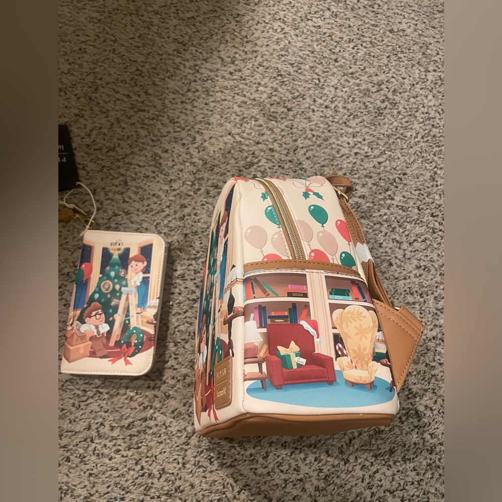 Loungefly Disney Pixar Up Carl & Ellie Mini Backpack Christmas Backpack & Wallet - Picture 6 of 7